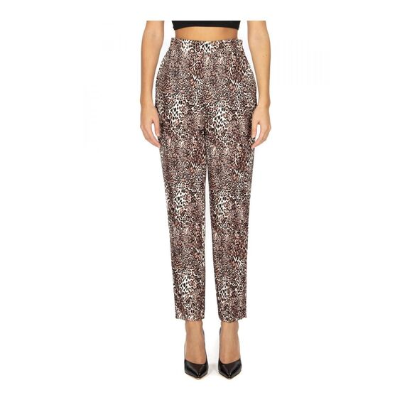 Elisabetta Franchi Womens Animalier Cigarette Trousers in Crepe Size IT 40 US 4